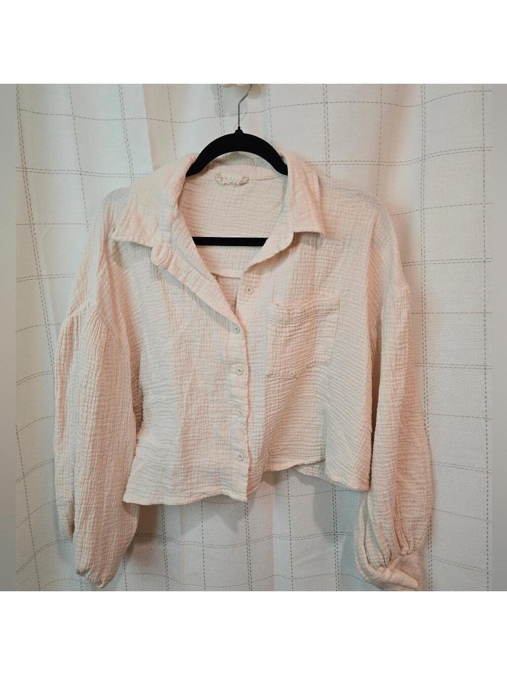 Altard State Crepe Cropped Button Down